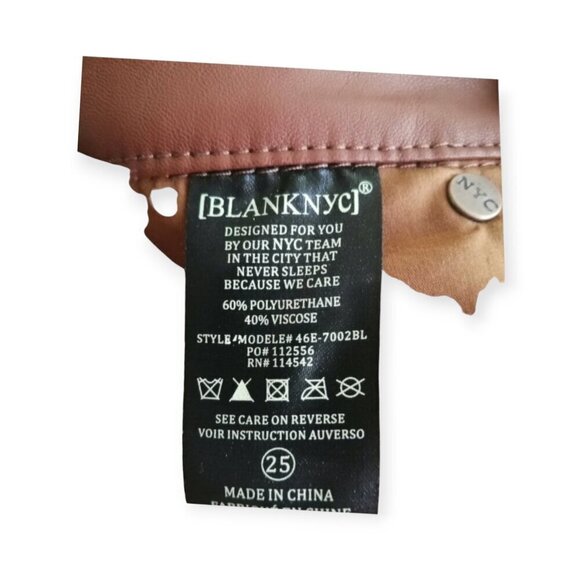 BlankNYC Cognac Faux Leather Skinny Pants High Rise Size Small NWT Trendy - Picture 5 of 10